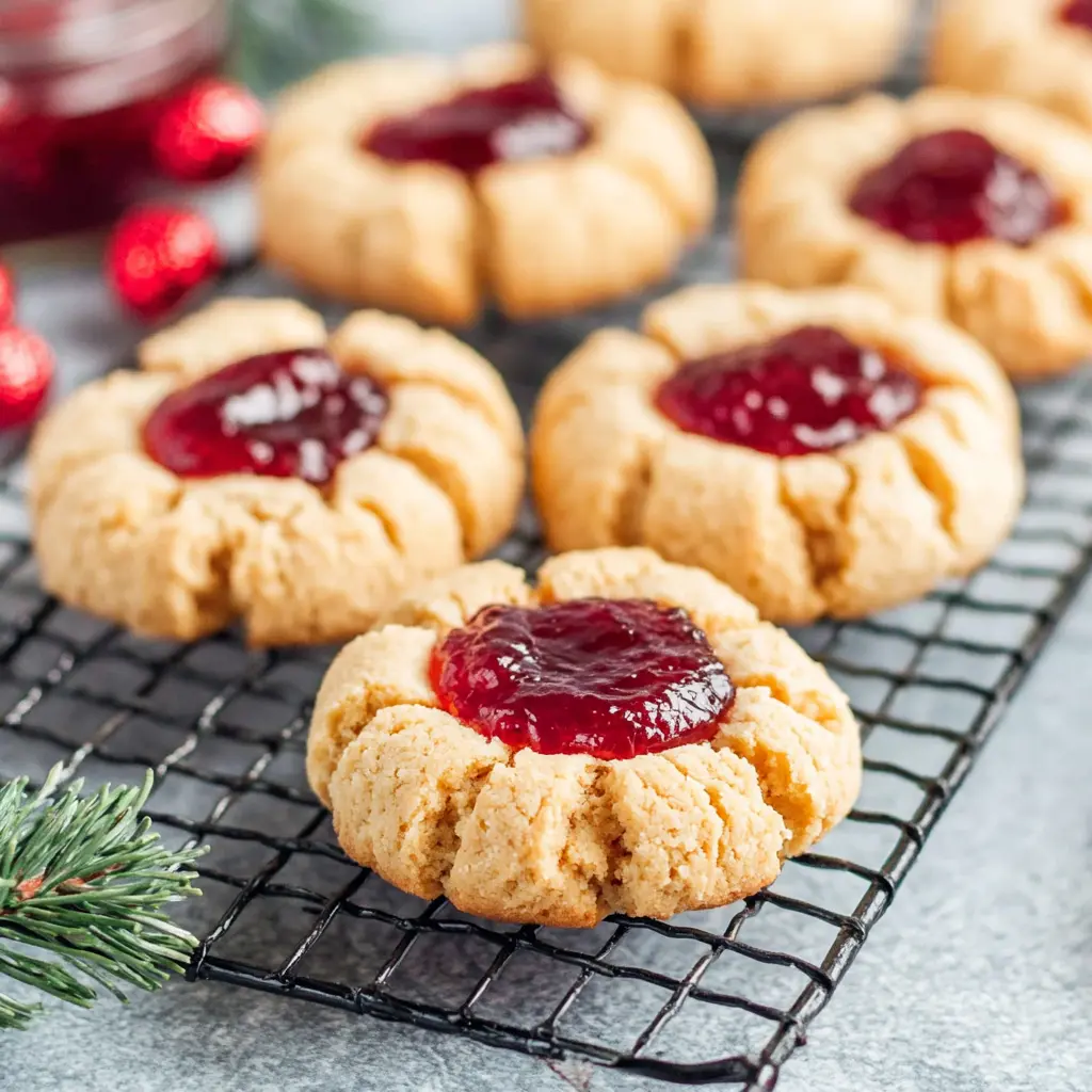 Soft Christmas Thumbprint Cookies Recipe with Jam Centers