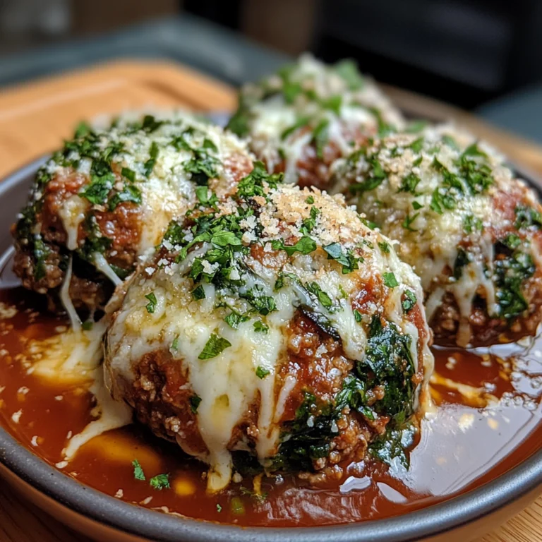 Juicy Spinach Garlic Meatballs Stuffed With Mozzarella