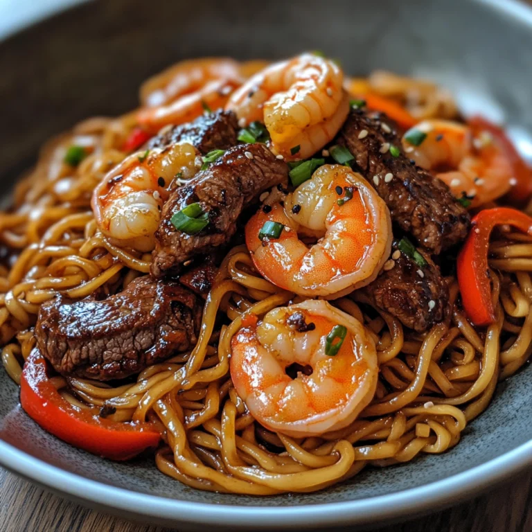Steak & Shrimp Noodles Recipe