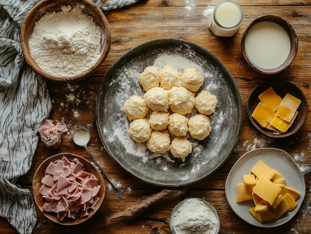 Ham and Cheese Butter Swim Biscuits