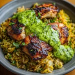 Peruvian Chicken And Rice with Green Sauce