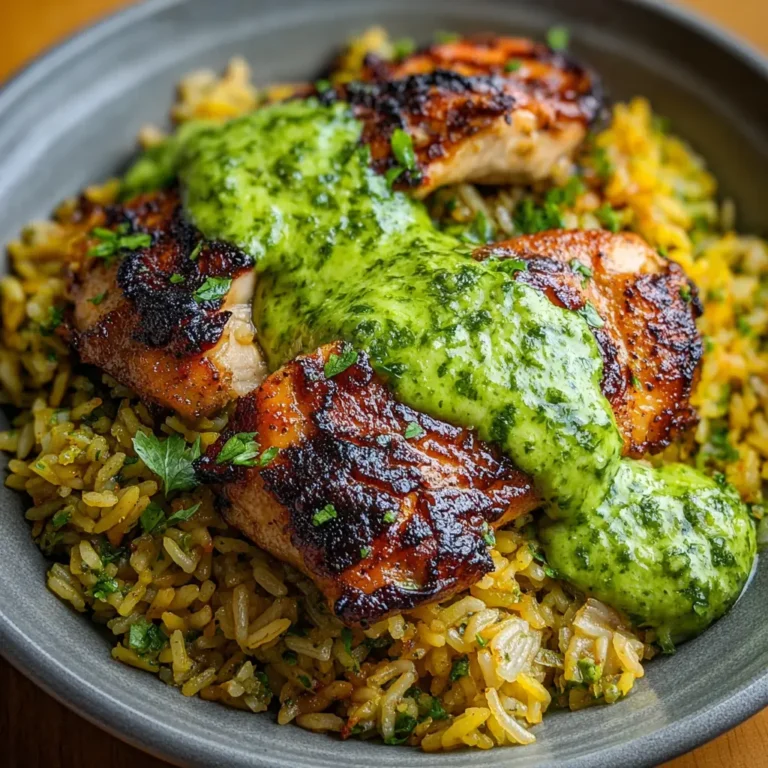 Peruvian Chicken And Rice with Green Sauce